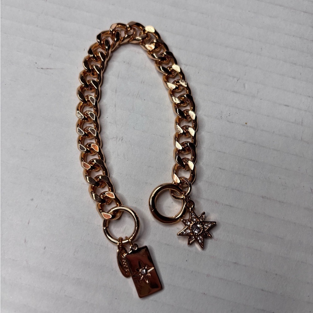 New ETTIKA Gold Starry Charms 18K Gold Plated Chain Link Bracelet - Picture 6 of 8